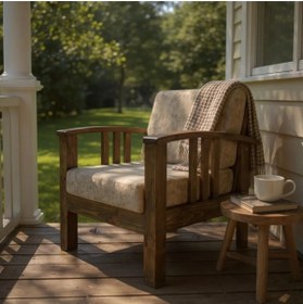 Resim Can Marangozluk Ahşap Rustik İskandinav Tarzı Ahşap Tekli Berjer, Koltuk - Tok ve Sağlam Yapılı, Şık ve Doğal Tasarım 