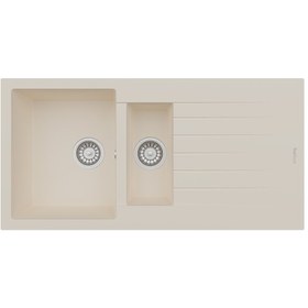 Resim RealStone P005 TROYA 100 1.5 Göz Damlalıklı Krem Renk Granit Eviye 