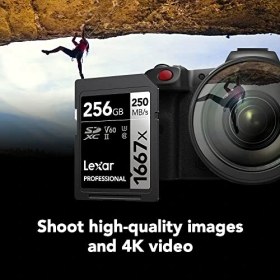 Resim Lexar LSD1667 x 256 GB Sdxc Uhs-Iı Kartlar, 250 Mb/s'ye Kadar Okuma, Profesyonel Fotoğrafçılar, Kameramanlar ve Meraklıları Için, LSD1667256G-B2NNU, 2'li Paket, Siyah/gri 