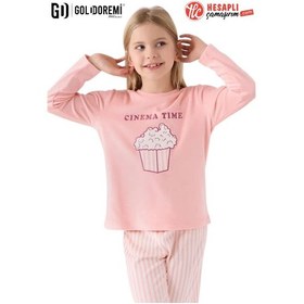 Resim Roly Poly Premium Garson Kız Çocuk Pop Corn Cınema Time Uzun Kollu Kadife Pijama Takım Pembe 