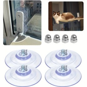Resim 4 adet Büyük Ağır Hizmet Tipi Emme Kupası, Şeffaf PVC'den Yapılmış, M8 Vida ve Somunlarla Donatılmış. Yüksek Kaliteli ve Yeniden Kullanılabilir, Pencere Montajlı Kedi Hamakları ve Evcil Hayvan Habitatları için Aksesuarları Değiştirmek İçin Uygun. Pencereler, Banyolar, Cam Duvarlar ve Eşyaları Asmak İçin Kullanılabilir. 