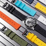 Resim Silikon Waffle Strap 20mm 22mm Silikon Kauçuk Waffle Strap, Tradisyonel Dalış Saati için 