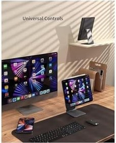 Resim m.tk moveteck iPad Pro 12.9 inç ile Uyumlu Manyetik MagSafe Metalik Stand, 360 Derece Dönen, Gümüş 