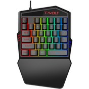 Resim Geeroyoo T-wolf T17 Tek Elle Oyun Klavyesi - Renkli Aydınlatmalı, Bilek Desteği, 35 Tuşlu Taşınabilir Mini Klavye 