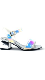 Resim Hapshoe Kids Pony Hologram Gümüş-Pembe Kalın Topuklu Kız Çocuk Abiye Ayakkabı 