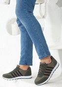 Resim BOUIS Erkek Haki Siyah Çizgili Casual Rahat Yumuşak Tabanlı Konforlu Bağcıklı Sneaker Spor Ayakkabı 