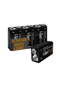 Resim I-gen Pro 6hr61 9v 250 Mah Şarj Edilebilir 9 Volt Pil Ni-mh Şarjlı Pil 4'lü Paket 