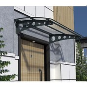 Resim Metal Taşıyıcılı Kapı Üstü Pratik Sundurma Antrasit - Şeffaf Levha 290 X 110 Md1 