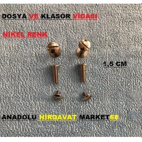 Resim Dosya Klasör Vidasi Kartela Vidasi 4Mm 1,5Cm Nikel Renk 20 Adet 