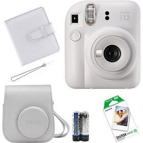 Resim Fujifilm Instax Mini 12 Beyaz Fotoğraf Makinesi-Askı-Pil-Çanta-10’lu Film-Albüm Seti 