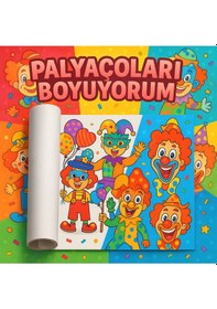 Resim Palyaçoları Boyuyorum Çocuklar İçin 5 Metrelik Renkli Boyama Rulosu Eğlenceli Palyaço Teması, İnce Detaylı Karakterler, Keçeli Ve Pastel Boyaya Uygun 