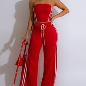 Resim Bustier Üst ile Dantelli Uzun Pantolon Takımı 