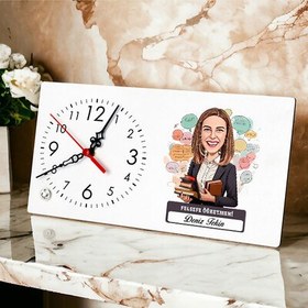 Resim En Başarılı Kadın Felsefe Öğretmeni Karikatürlü Masa Saati 