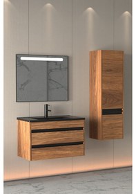 Resim Levante 85 Cm Siyah Lavabolu Banyo Dolabi (Boy Dolap Dahil) Çok Renkli 