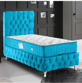 Resim Setaymobilya Baza, Cappy Lux Tek Kişilik Turkuaz Baza + Başlık + Deluxe Yatak 