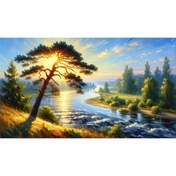 Resim Venspor Altın Işıklar: Nehir Kenarında Gün Batımı Arkaplan - 200x150cm Fon Duvar Örtüsü 