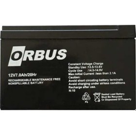 Resim Orbus 12v 7ah Kuru Akü 