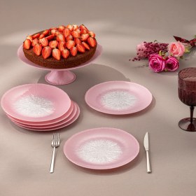 Resim Emsan Pastel 7 Parça Cam Pasta / Tatlı Seti Pembe 
