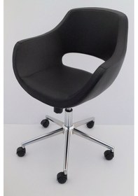 Resim Ultra Siyah Deri Ofis Çalışma Koltuğu 