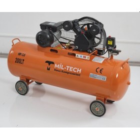 Resim Mil-tech 200 L 3 HP 8 Bar Çift Kafa Hava Kompresörü 