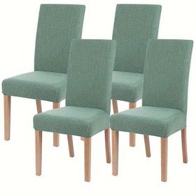 Resim 4 Adet Lüks Esnek Kadife Sandalye Kılıfları - Dayanıklı, Aşınmaya Dirençli, Evcil Hayvan Dostu, Modern Uyumlu Kayışlı Yastık Stili, Elastik Kumaş ve Çağdaş Tasarım ile Yemek Sandalyeleri için 