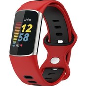 Resim Sones Fitbit Charge 5 Akıllı Saat Spor Su Geçirmez İki Renkli Silikon Bant 
