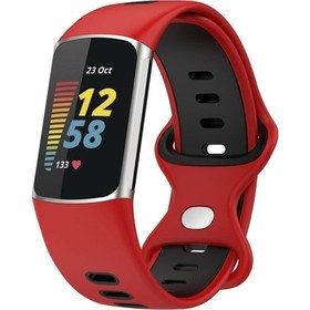 Resim Sones Fitbit Charge 5 Akıllı Saat Spor Su Geçirmez İki Renkli Silikon Bant 