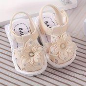 Resim Çiçek Desenli 1 Çift Bebek Kız Sandaleti - Yumuşak Taban, Rahat Ayak Bileği Kayışı, Hafif Bej PVC Ayakkabılar Küçük Çocuklar ve Bebekler için, İlkbahar/Yaz/Sonbahar Günlük Giyim için Mükemmel, Çocuk Ayakkabıları 