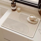 Resim Süper Emici ve Kaymaz Geometrik Kauçuk-Diatomit Kurutma Matı - Dayanıklı, Hızlı Kuruyan Mutfak ve Banyo Tezgahı Pedli Kahve Makineleri, Baharatlar ve Temel Gereksinimler İçin, Mutfak Tezgahı Matı | Modern Geometrik Tasarım | Kauçuk Kurutma Matı, Mutfak Ma 