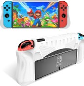 Resim Protective Case for Nintendo Switch OLED with 2 Game Card Storage, Dockable TPU Case Compatible with Switch OLED 