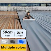 Resim Her çatı yüzeyi için uygun, su geçirmez bant, 50cm * 5m (19.6 inç * 196 inç), geniş sızıntı alanlarını kaplar, yaşlanma ve pas onarımına karşı koruma 
