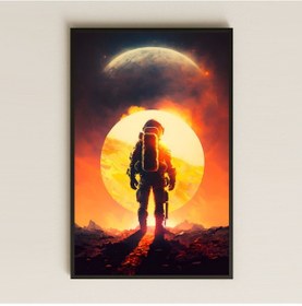 Resim Güneş Patlaması Temalı Astronot Pleksi Tablo - Epik Uzay Manzaralı Dekor 