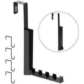 Resim Teltree Katlanır Kapı Askısı - 4'lü Metal Kancalı, 6kg Taşıma Kapasiteli, Paslanmaz Çamaşır Kurutma Askısı Siyah 