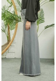 Resim 2252-denim Püsküllü Etek Gri Gri 