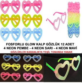 Resim Mey İthalat Fosforlu Kalp Model Glow Parti Gözlüğü Karanlıkta Yanan Gözlükler 12 Adet Diğer 