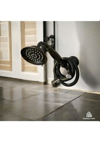 Resim İsaoğlu Yapı Siyah Duş Başlığı Vintage Klasik Duş Seti Pirinç Siyah 