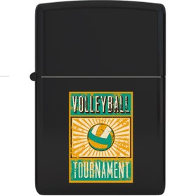 Resim Omotasarım Voleybol Turnuvası Mat Siyah Metal Çakmak - Yeniden Doldurulabilir 