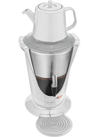 Resim Arzum Kallavi Semaver Çelik Gövdeli Porselen Demlikli Beyaz 1500W AR3011 