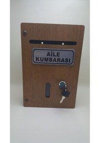 Resim Küçük Boy Ahşap Aile Kumbarası 