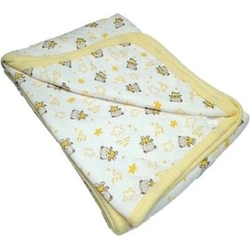 Resim Vavbaby Ayıcık Desenli Bebek Tek Kat Kapitone Battaniye Kundak 80x90 Cm Sarı 