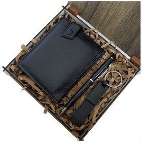 Resim Dekoratif Ahşap Kutulu Erkeğe 3'lü Set Cüzdan Anahtar Kalem Hediye Seti 02-10mm 5yards 
