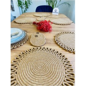 Resim Jütex Home Jüt Hasır Amerikan Servis Supla ve Bardak Altı 12 Parça 