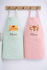Resim Ays Home Mint Pudra Cepli 2'li Kedi Baskılı Mutfak Önlüğü Seti Pudra 