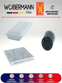 Resim Wöbermann Toyota Corolla Uyumlu 1.6 Filtre Bakım Seti 2003-2007 3'lü Karbonlu 