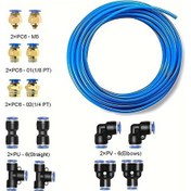 Resim Willowhaven Agashe 16 Parçalı Pnömatik Hortum Seti 10m Mavi Pu Hava Hortumu Hızlı Bağlantı 