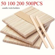 Resim 50/100/200/500 adet Mum Fitili Tutucu Tek Çatal Ahşap Çubuk Tasarımı Kolay Kullanımlı Karıştırma Aracı Aromaterapi Mumları, El Sanatları ve DIY Hediye Malzemeleri için 