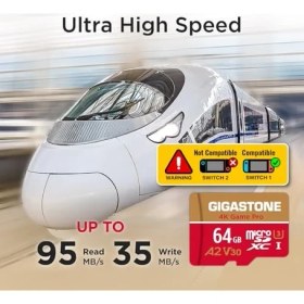 Resim Gigastone 4K Game Pro 64 GB 5'li Microsdxc Hafıza Kartı Paketi ve 4K Video Kaydı Için 95 Mb/s'ye Kadar A2 Uygulama Performansına Sahip Sd Adaptör, Switch ile Uyumlu, Mikro Sd Kart Uhs-I U3 V30 