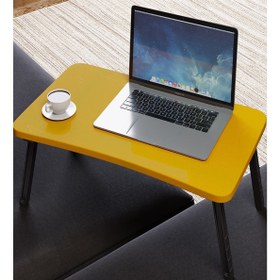 Resim interGO Renkli Laptop Sehpası Katlanabilir Yatak Koltuk Üstü Kahvaltı Sehpası LAPTOP1 Sarı 