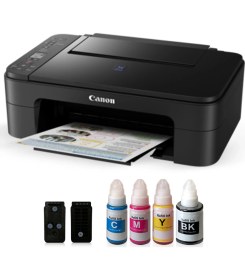 Resim Canon E3340 Çok Fonksiyonlu Yazıcı + Tam Dolu Kartuş Seti 100 Sayfa Renkli Baskı Kalitesi 