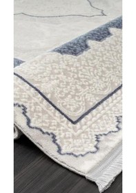 Resim By Özer Halı Gri Renk Krem Mavi Bordürlü Klasik Stil Karmen Halı Dark Dk016m Salon Halısı Çok Renkli 